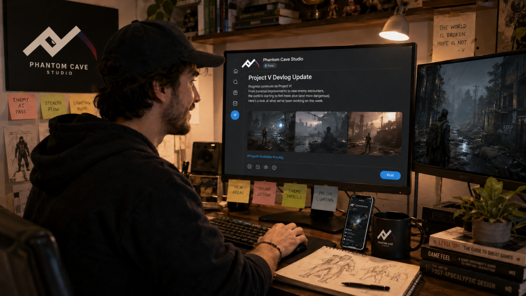 Phantom Cave Studio indie game marketing Project V devlog